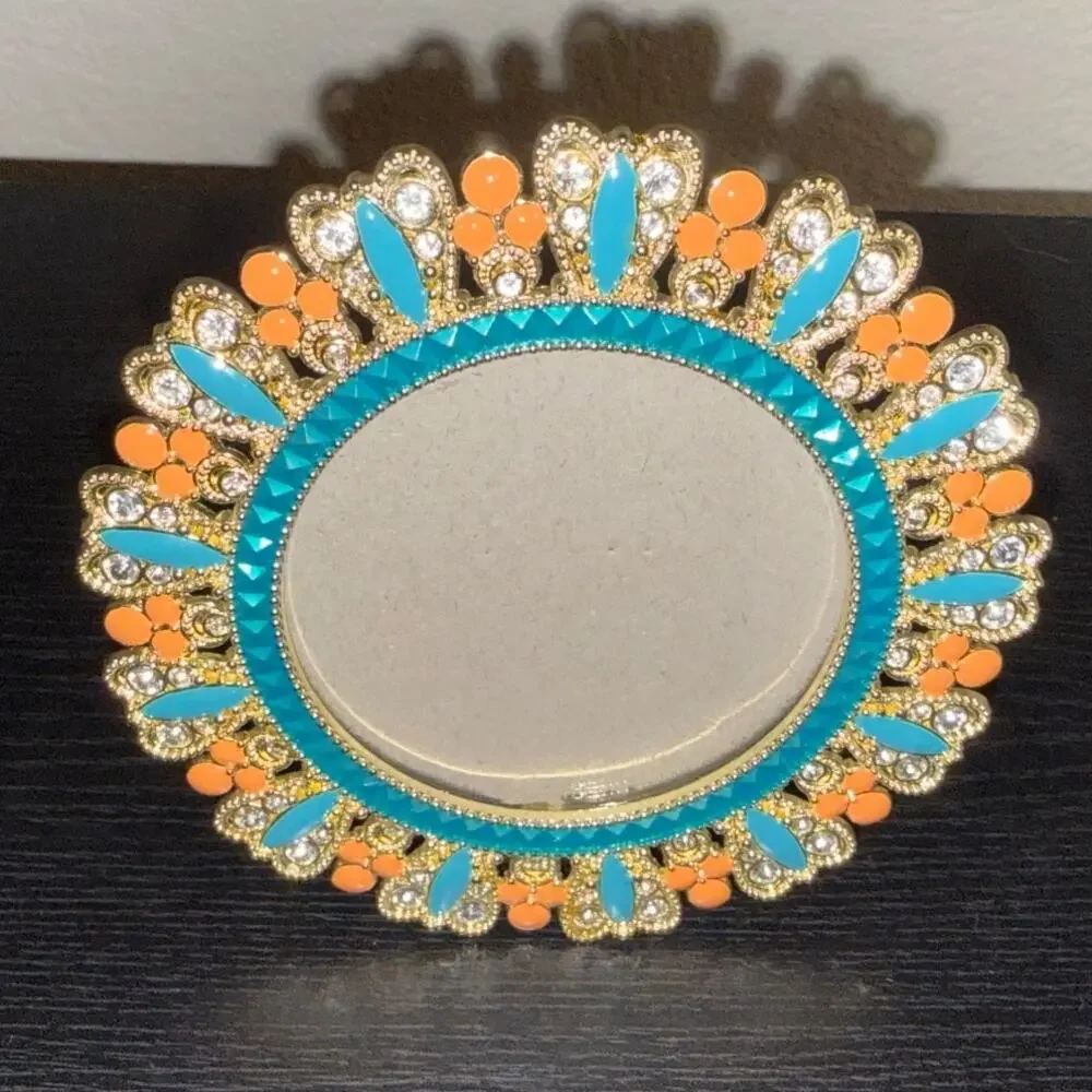 Ornate Papyrus Crystal & Enamel Mini Tabletop Sunburst Frame 3x3